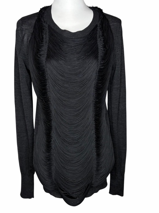 Vera Wang Tops - Vera Wang Black Long Sleeve Draped Fringe Top